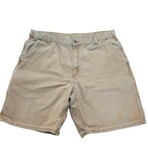 Carhartt Mens Tan Canvas Carpenter Work Shorts Size 40 Utility Pocket‎ FLAWS